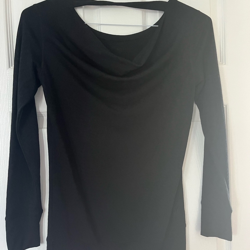 Ibex Black Asymmetrical 3/4 Sleeve Blouse
